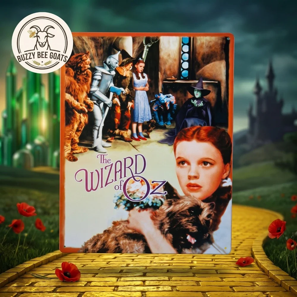 Vintage 1990s The Wizard of Oz Metal Tin Sign Dorothy & Toto